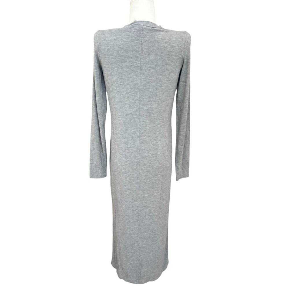 VINCE Long Slv Jersey Knit Midi T Shirt Dress Sz XS Stretchy Side Slit Gray - Picture 5 of 8